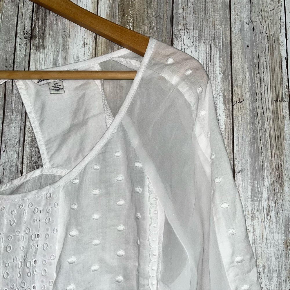 American Eagle White Sheer Ikat Blouse - Picture 3 of 6